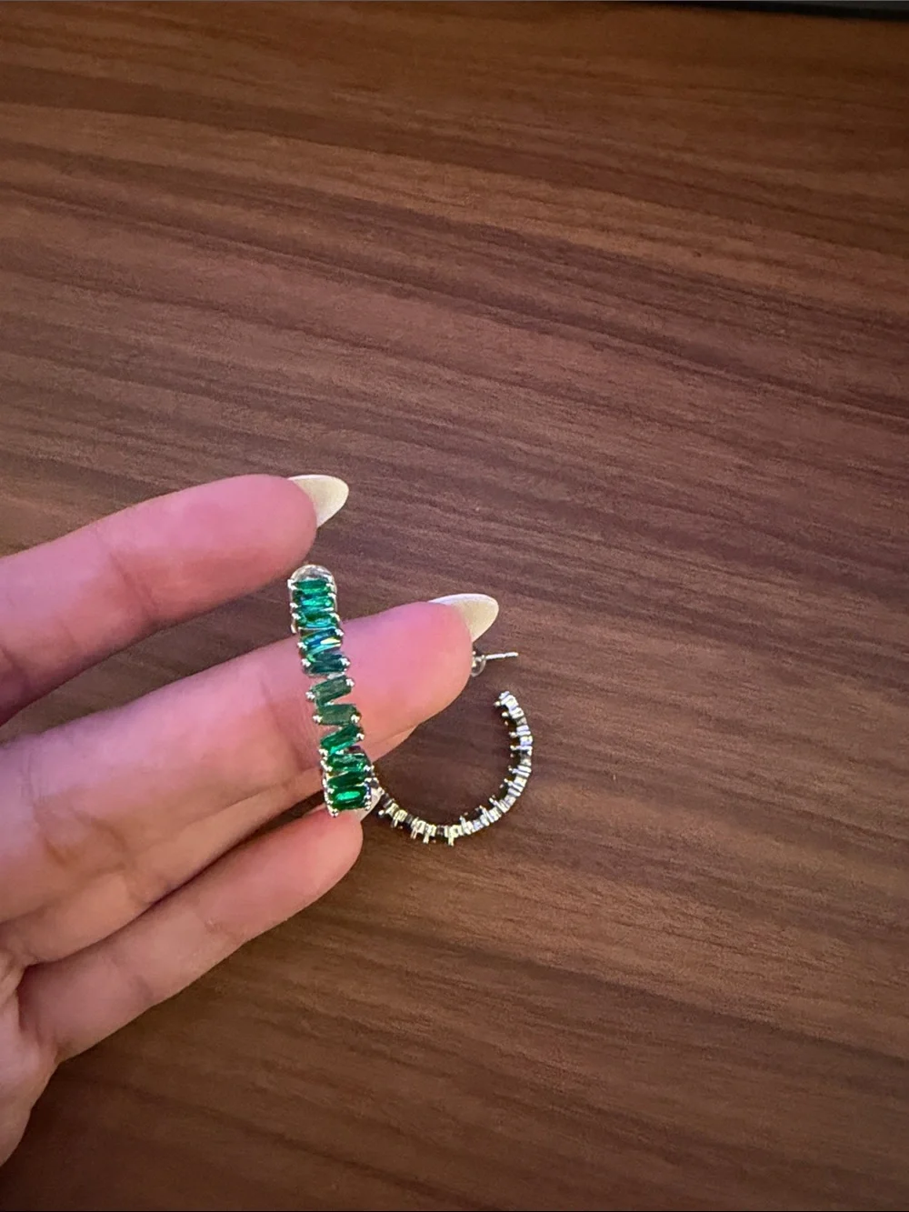 Green Crystal Hoop Earrings - Elegant Women's Jewelry